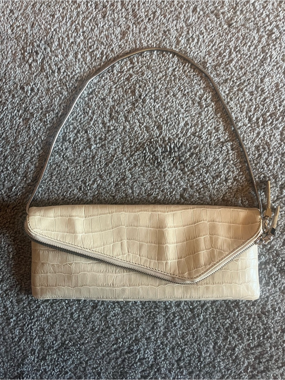 Henri Bendel Cream Crocodile Embossed clutch